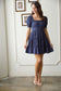blu pepper navy blue short puff sleeve dress