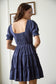 navy short dress with sleeves