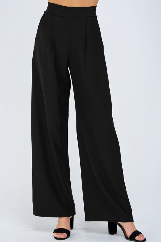 2 hearts black elastic waist flowy pants