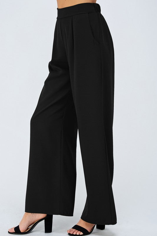 black pocket wide leg pants
