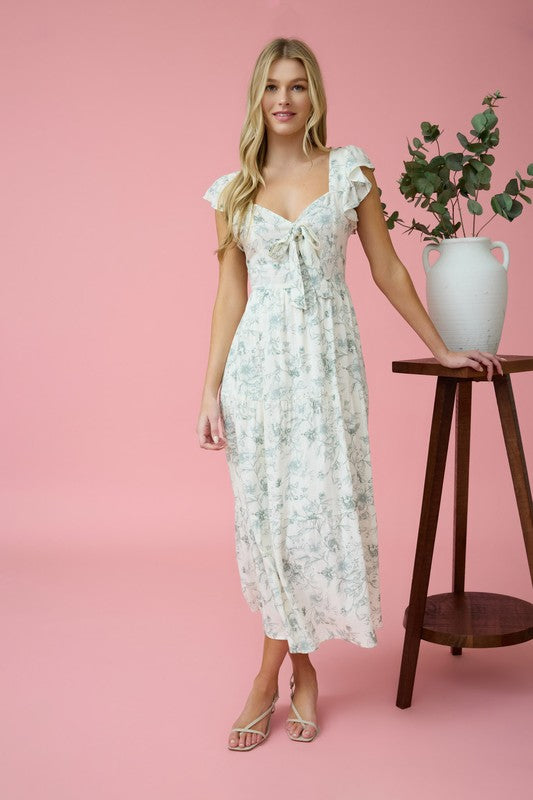 blu pepper off white and sage green floral long dress