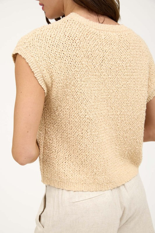 khaki knit short top