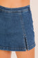 high rise denim skort