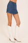 dark wash high rise denim skort