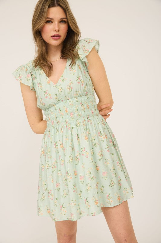 short green dress with flowers