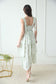 blu pepper green floral fit and flare tie strap long dress