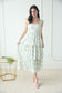 white and green floral tie strap dress