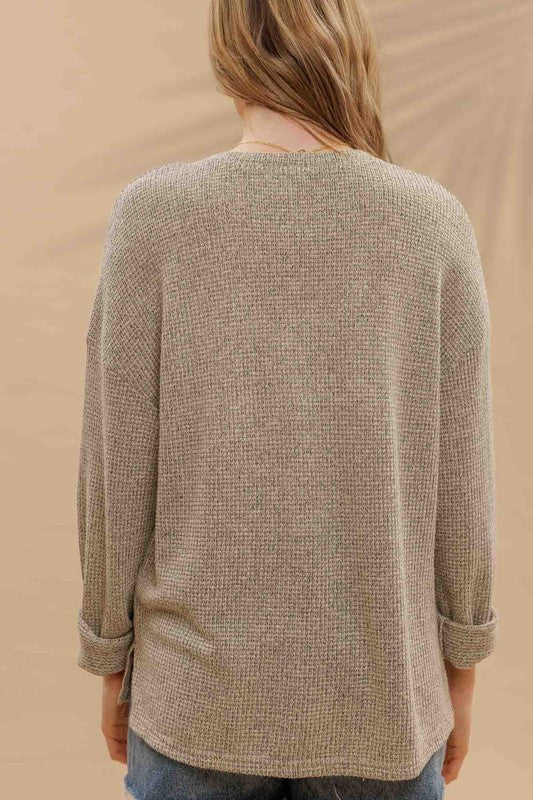 grey long sleeve basic henley