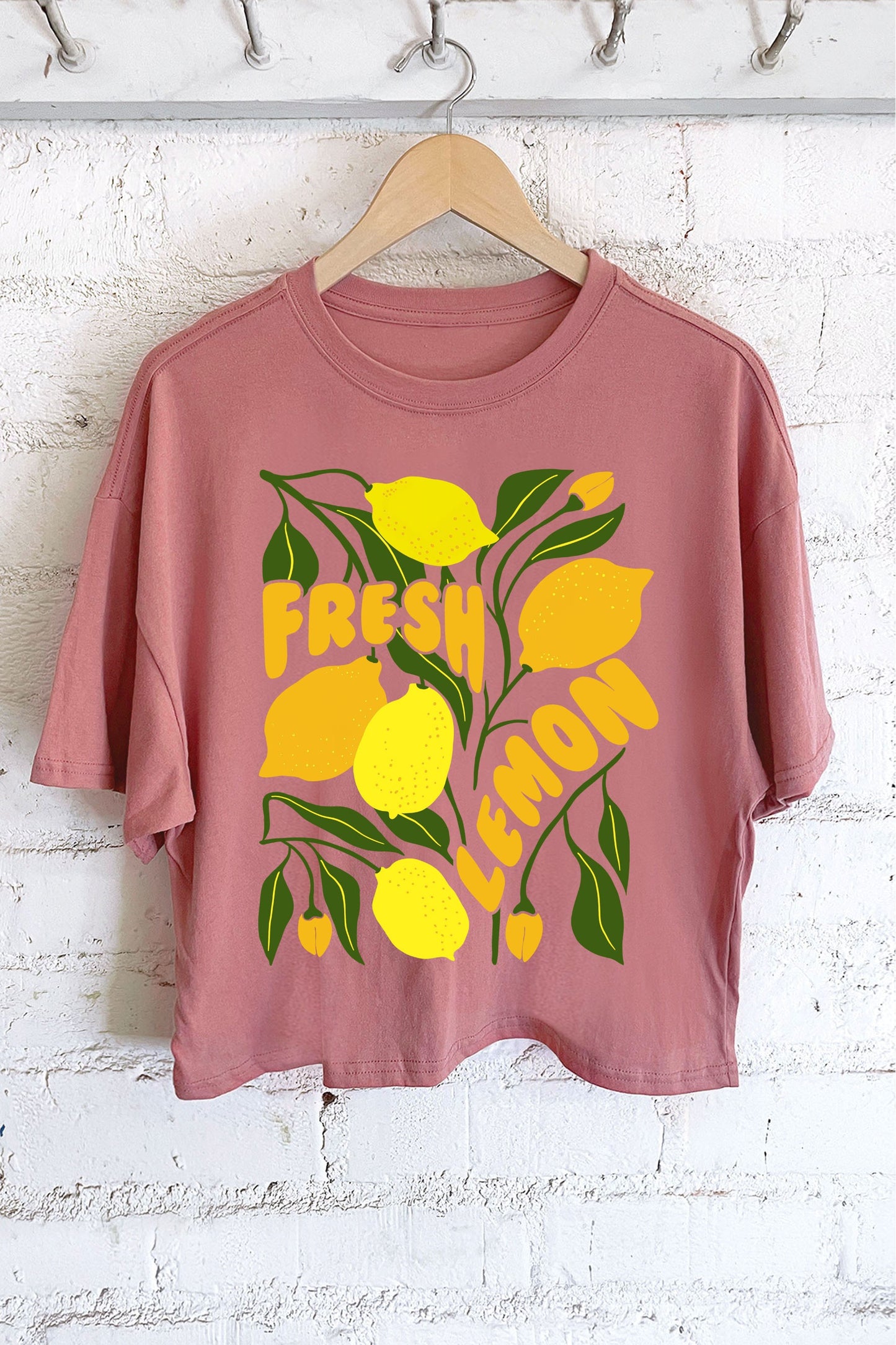 rustee mauve fresh lemon long crop graphic t shirt