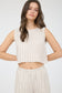 blu pepper striped sleeveless tie back crop top