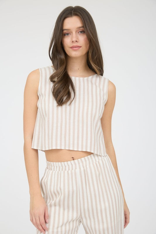 blu pepper khaki tie back boxy top