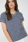 blu pepper navy blue striped short sleeve knit top