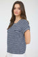blue short sleeve knit top