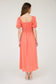 coral short sleeve lined midi dress