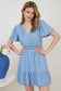 blu pepper short flutter sleeve fit and flare chambray short dress