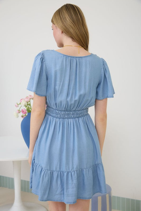 short sleeve denim short dress