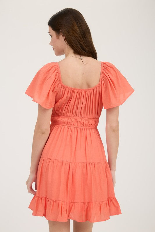 blu pepper orange short sleeve dress