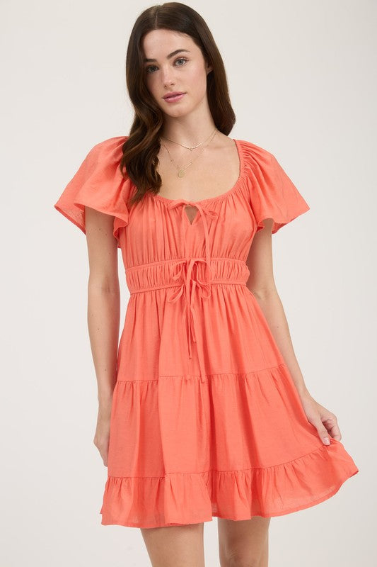 blu pepper coral short sleeve short dress