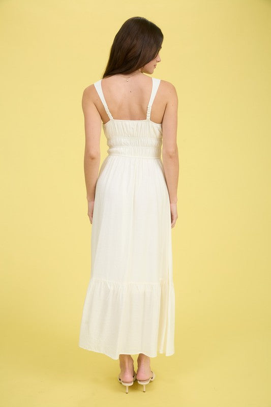 blu pepper white sleeveless long dress