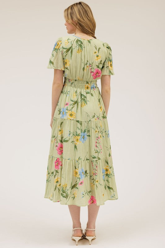 light green floral long dresses