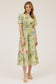blu pepper sage green floral short sleeve midi dress