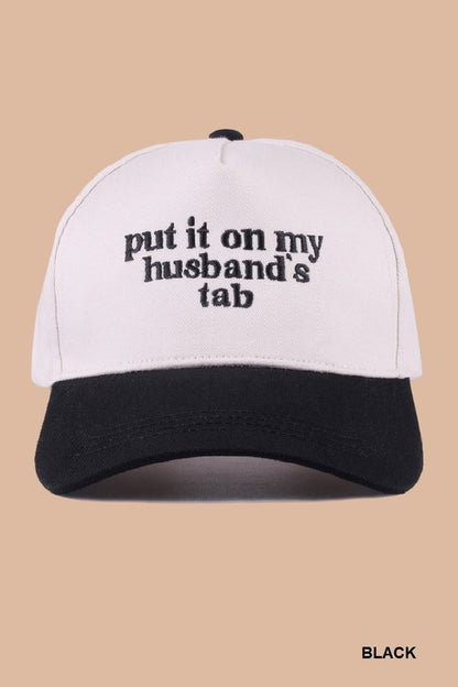 black put it on my husbands tab canvas hat 