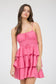 blu pepper pink sleeveless ruffle fit and flare short dress