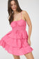 Pink Sleeveless Ruffle Short Dress