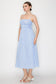 blue striped fit and flare long dress