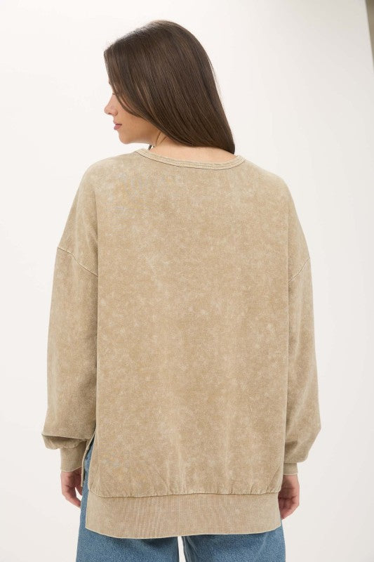 blu pepper brown long sleeve mineral top