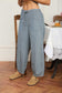 blue wide leg elastic waist pants