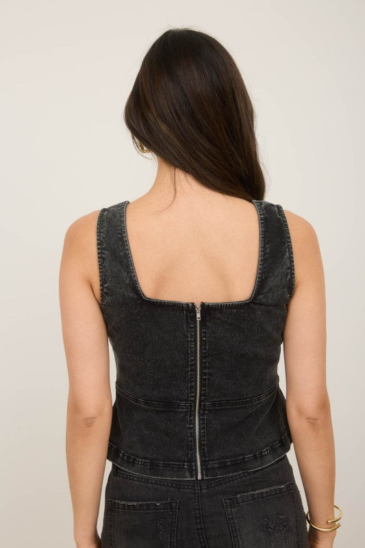black denim tank top