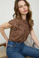 brown short sleeve floral dressy top