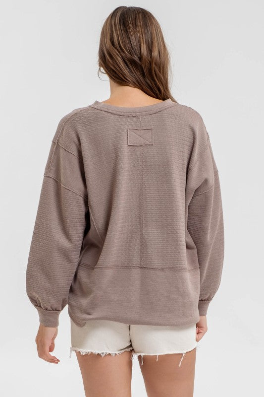 mocha lightweight long sleeve top