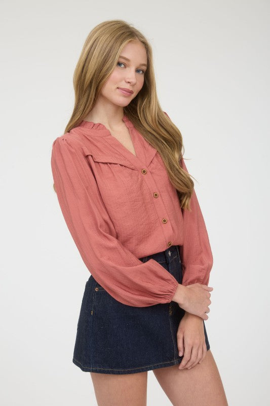 blu pepper orange dressy top