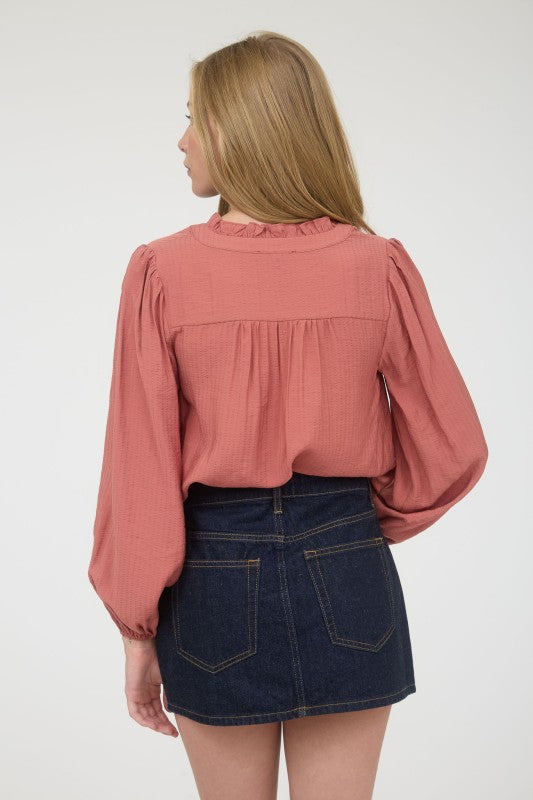 blu pepper long sleeve dressy top