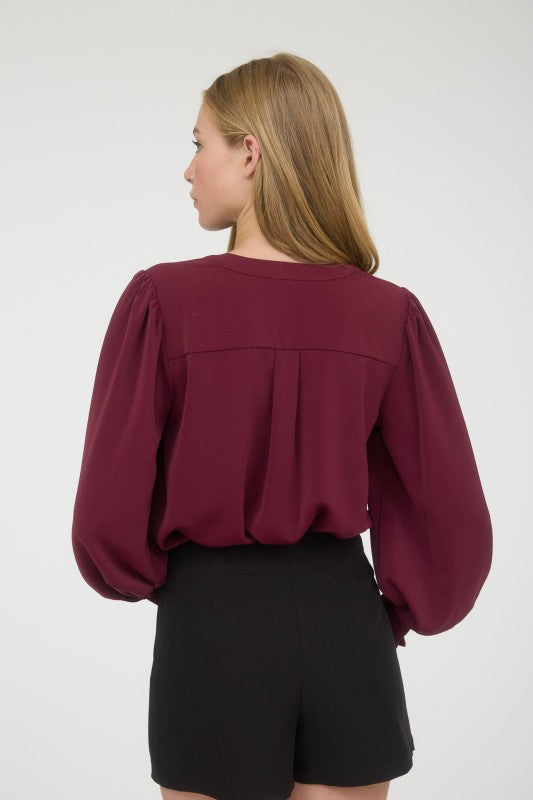 burgundy long sleeve dressy Christmas top