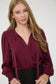 burgundy long sleeve flowy top