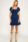 Navy Blue Short Sleeve Tie Front Short Dress
