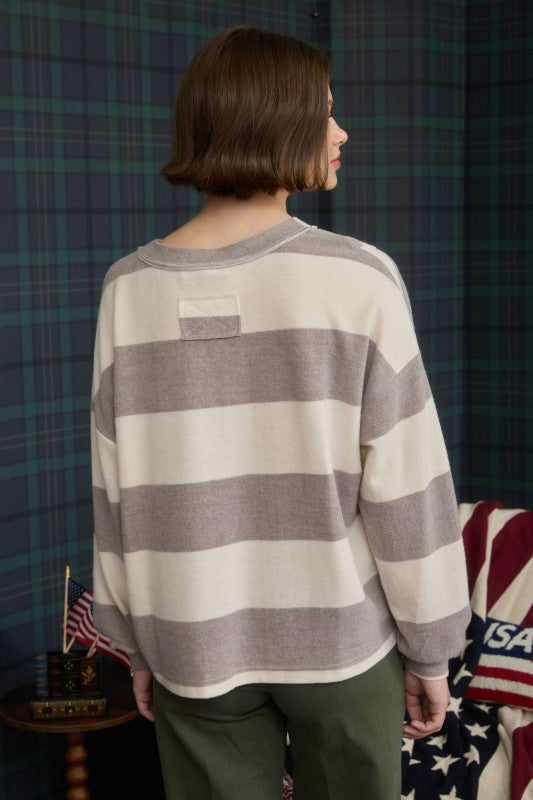 blu pepper striped soft long sleeve top