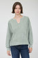 blu pepper green v neck long sleeve mineral wash top