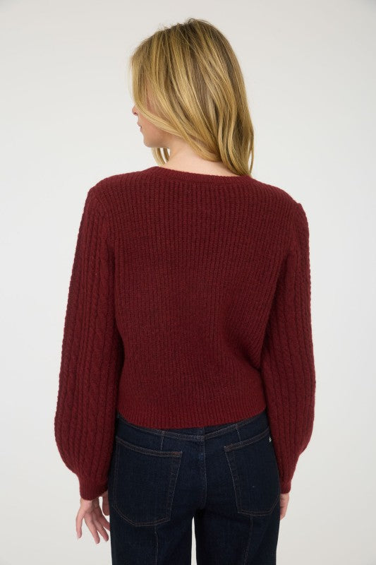 burgundy knit pullover sweater