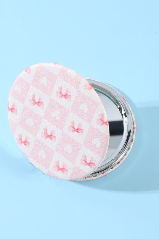 mini bow print pocket mirror