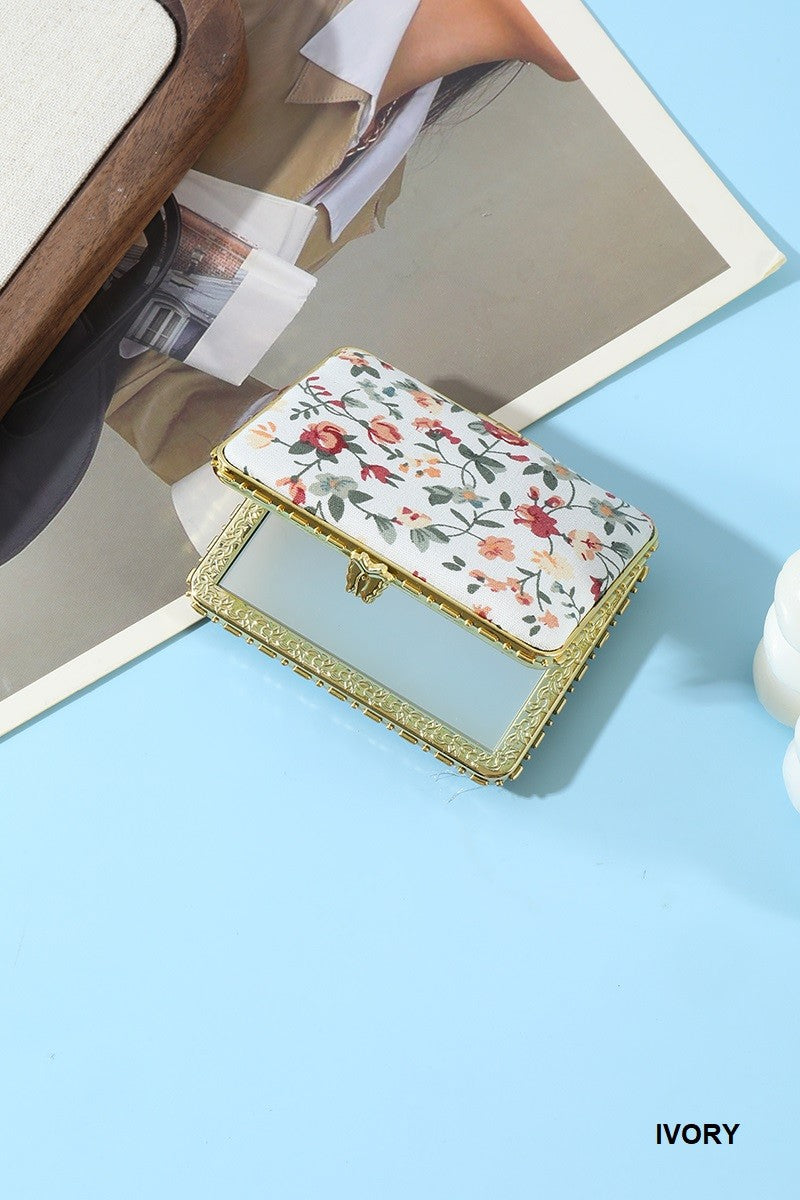 ivory floral rectangle mirror