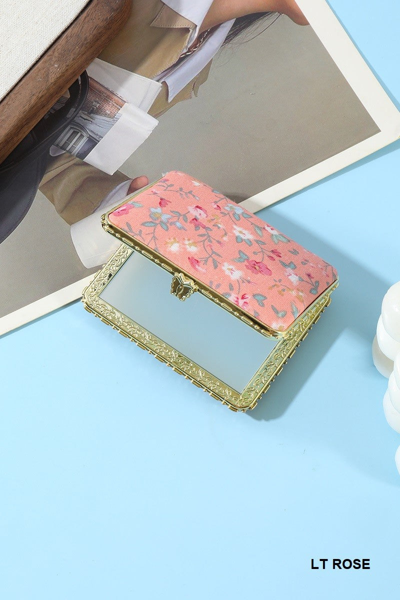 pink floral fabric mirror