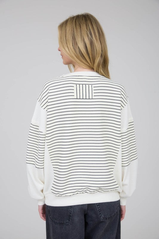 white striped long sleeve casual top