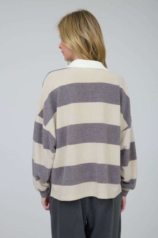 blu pepper thick striped long sleeve top
