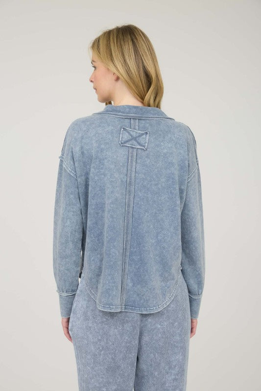 blu pepper blue long sleeve mineral top