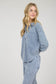 blue mineral wash collared top