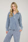 blu pepper blue mineral wash long sleeve collar top